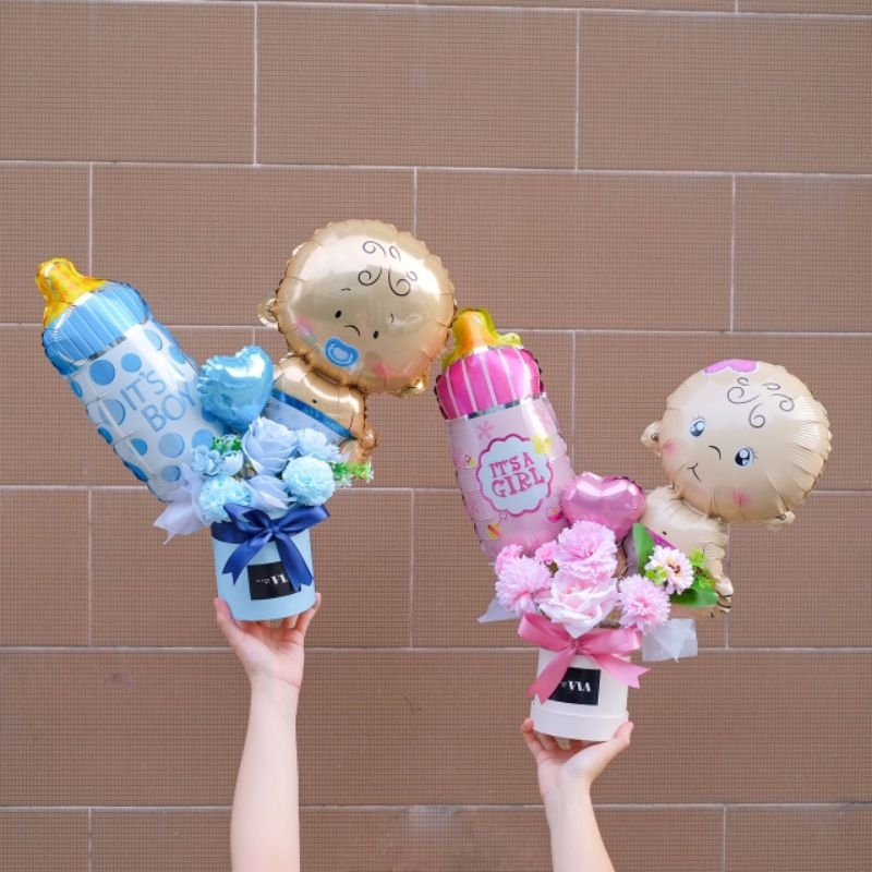 Babyborn bloom box kado lahiran baby born box buket balon box balon