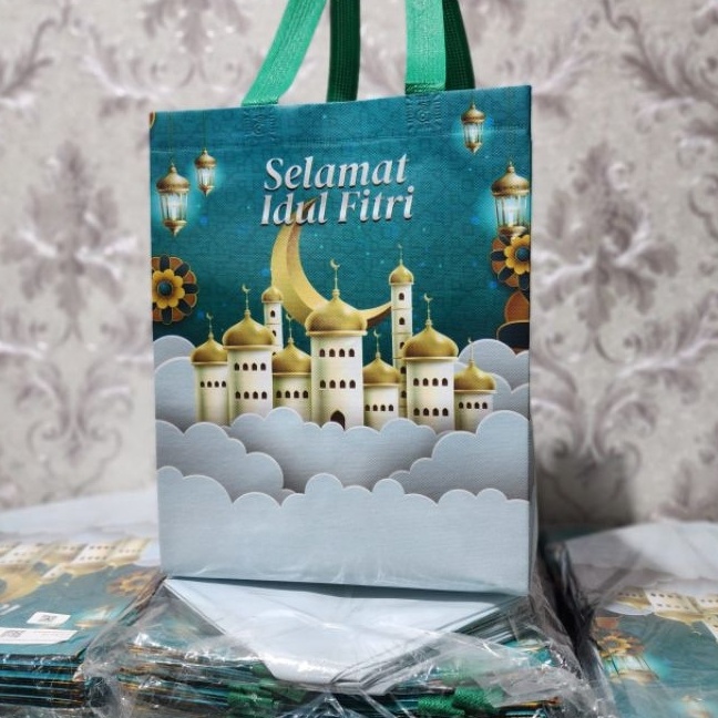 

Top ITBEL 1pak Tas Parcel Lebaran Goodie Box isi 5pcs Laminasi Tebal Muat Ukuran 25x2x3 Tas Idul Fitri Sponbond