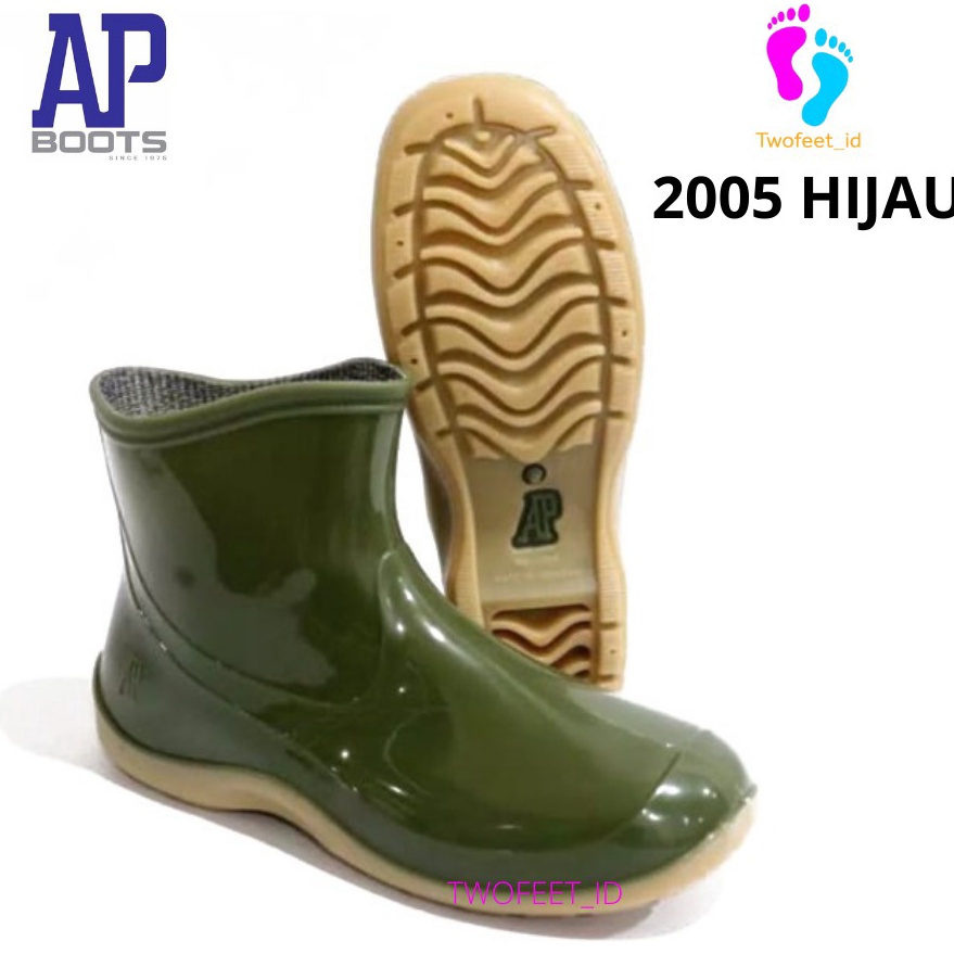 Official Shop AP Boots Pendek Kecil 25 Green Hijau Glossy MengkilapSepatu Boots Karet AP 25 Green by