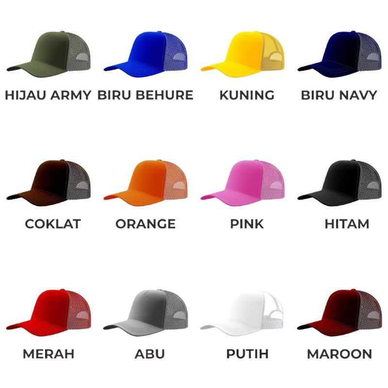 TOPI JARING POLOS ORIGINAL // TOPI SNAPBACK POLOS // TOPI TRUCKER // TOPI CUSTOM // TOPI DISTRO ORIG