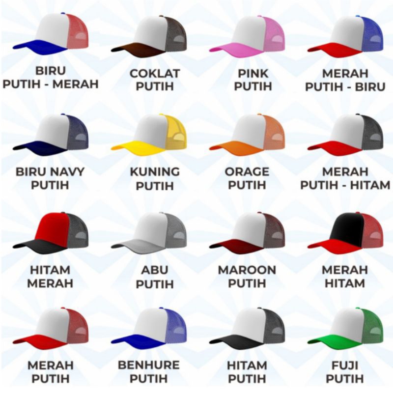 TOPI JARING POLOS ORIGINAL // TOPI TRUCKER JARING // TOPI SNAPBACK // TOPI CUSTOM // TOPI DISTRO ORI