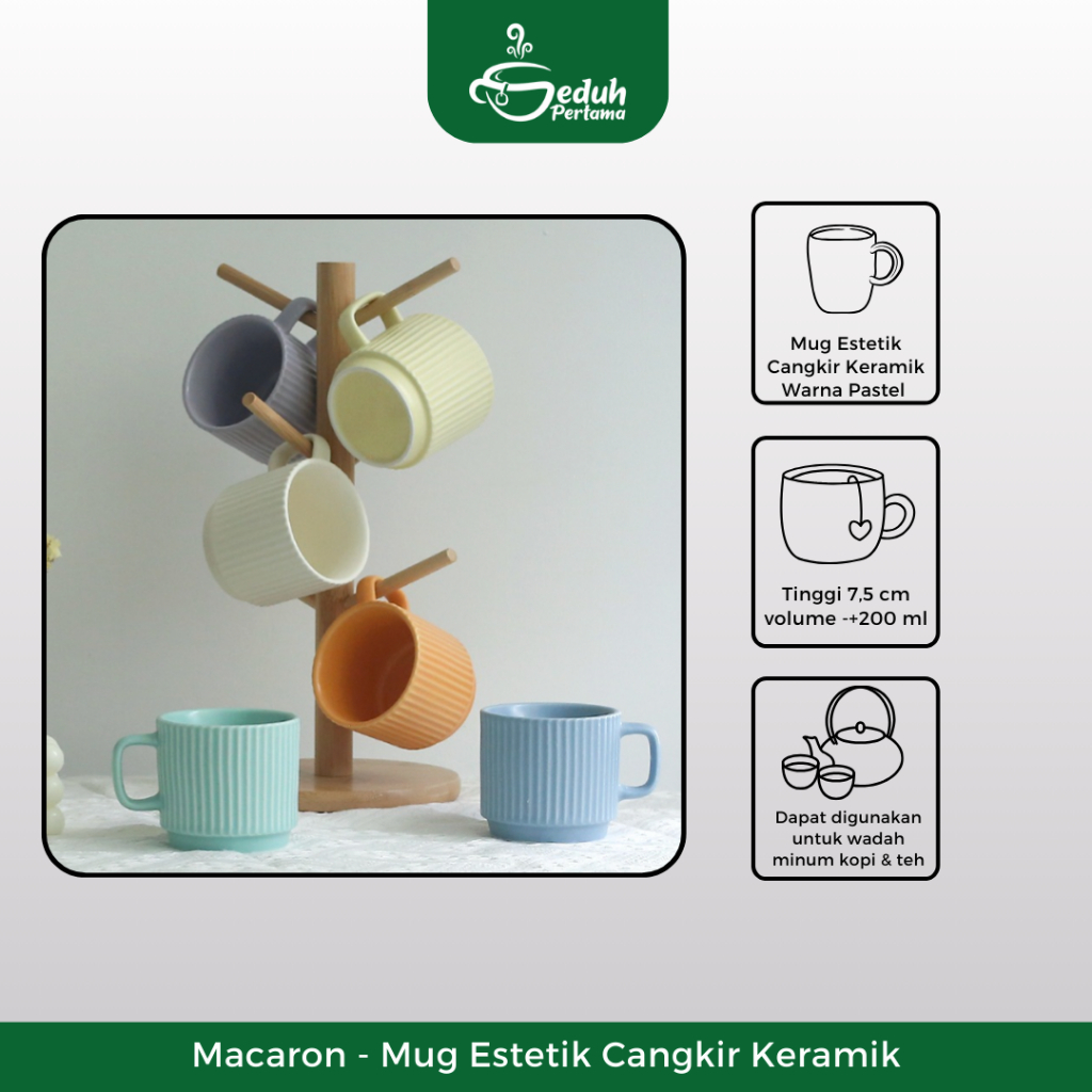 

Premium Seduh Pertama - Macaron Mug Estetik Cangkir Keramik Warna Pastel Cantik Lucu untuk Kopi Kafe