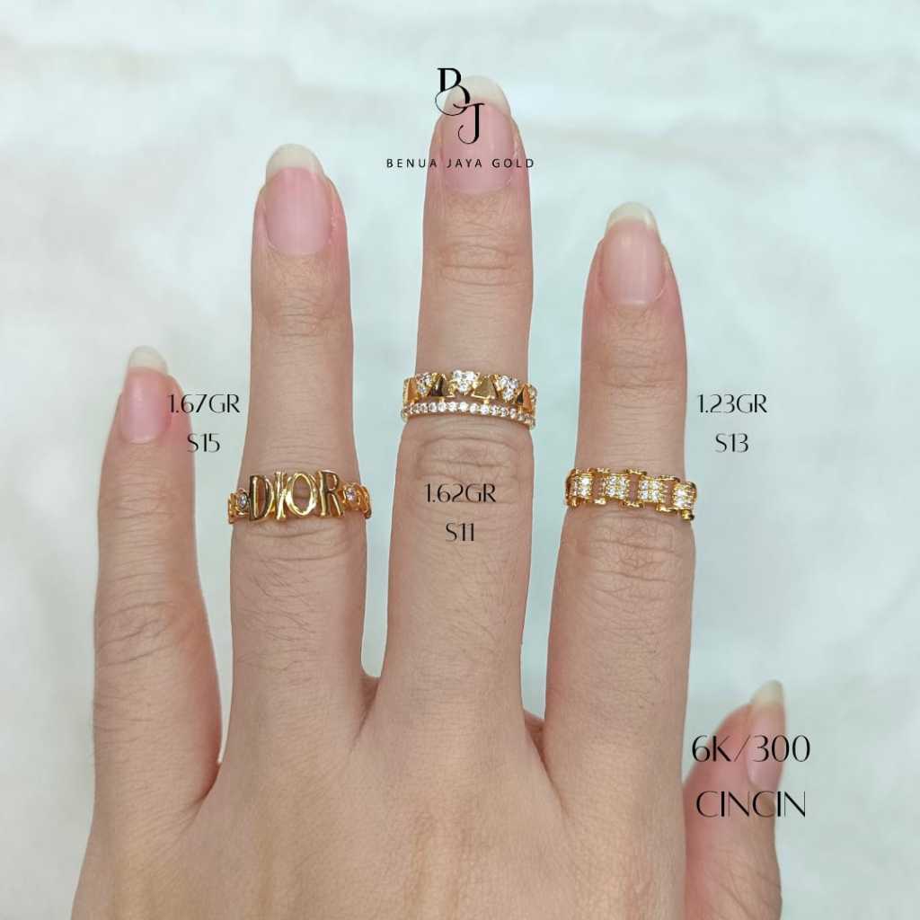 Cincin Fashion Emas 6K/300