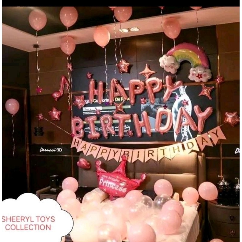 Paket dekorasi ulang tahun set dekor kamar ruangan anak pink