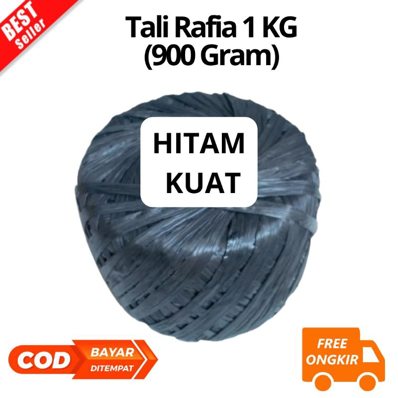 

[JK] BAYAR DI TEMPAT Tali Rapia Tali Rafia 1 KG (900 Gram) Hitam KuatTebal Tahan Gesek Lama Pecah