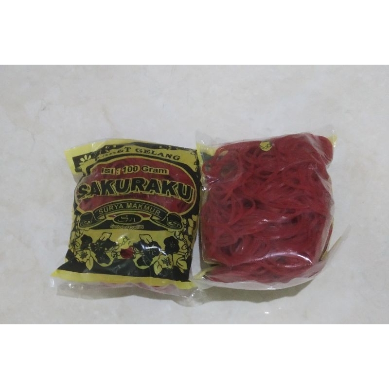

Karet Gelang Warna Merah ukuran Kecil isi 100 gram
