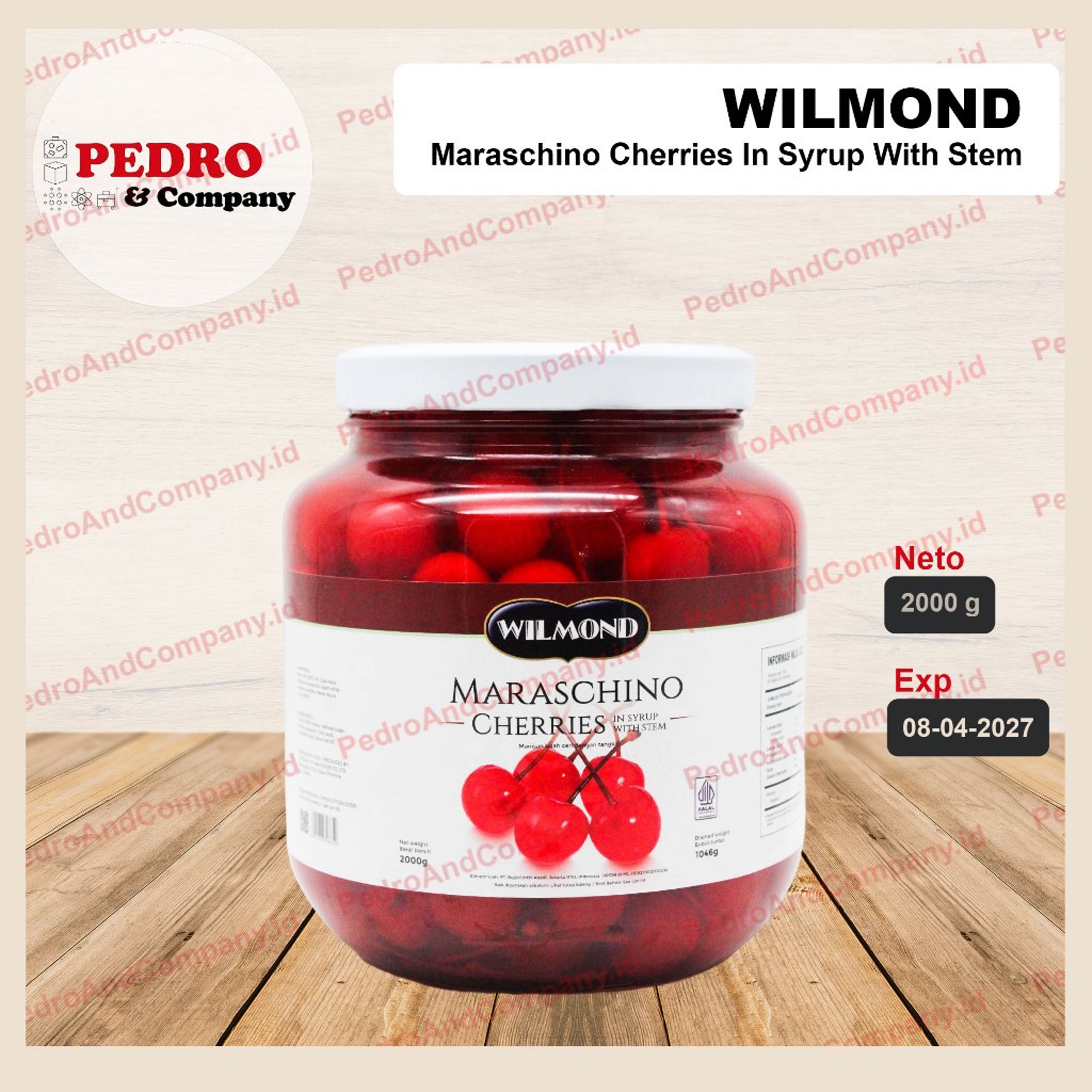 

Wilmond maraschino cherries stem 2 kg - buah cheri merah batang