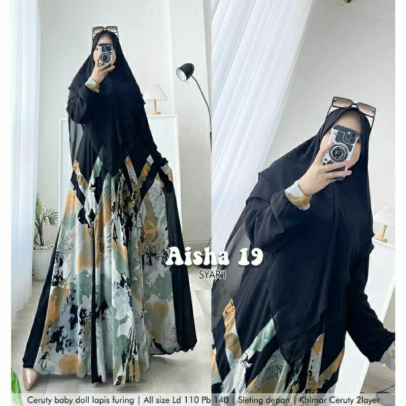 GAMIS PESTA MEWAH ELEGAN AISHA SYARI SET HIJAB / GROSIR BUSANA SURABAYA / TERMURAH / TERLARIS / COD 