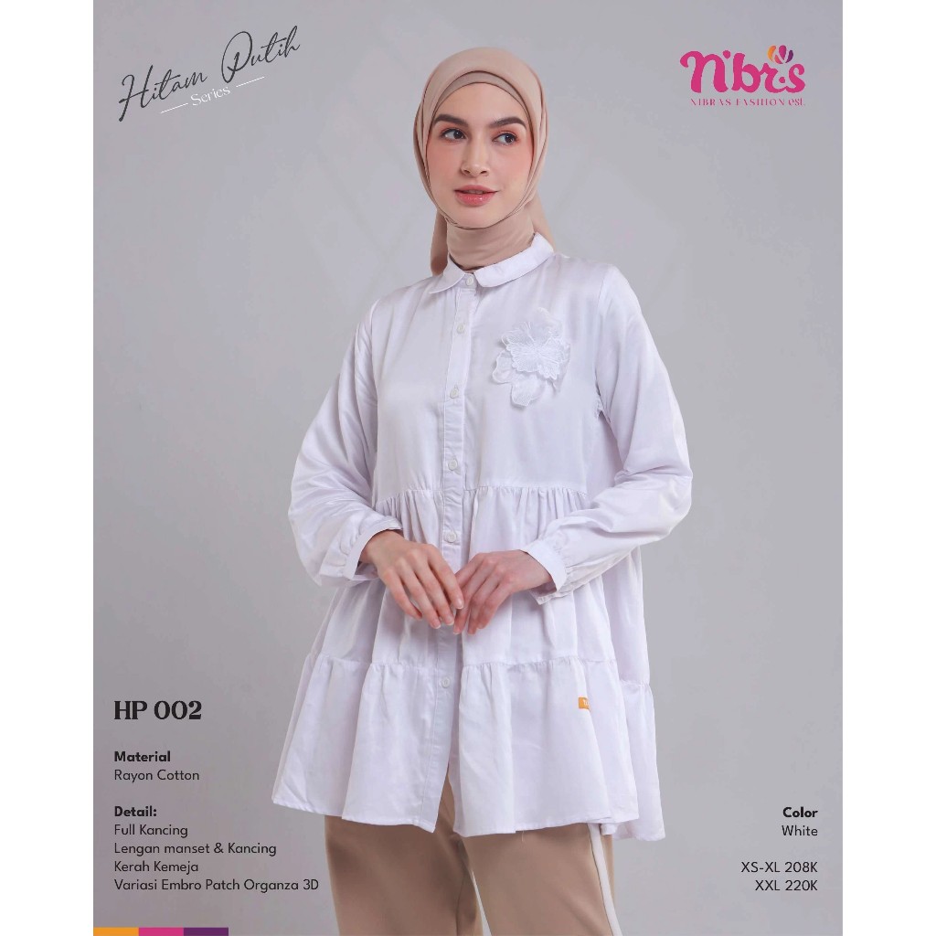 Atasan Nibras Katun Busui Putih HP 002