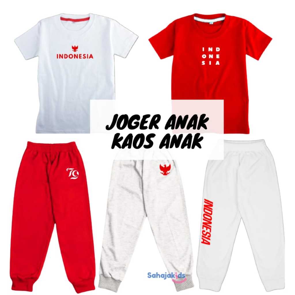 Joger Sablon Anak Kaos Sablon kemerdekaan Indonesia Merah Putih
