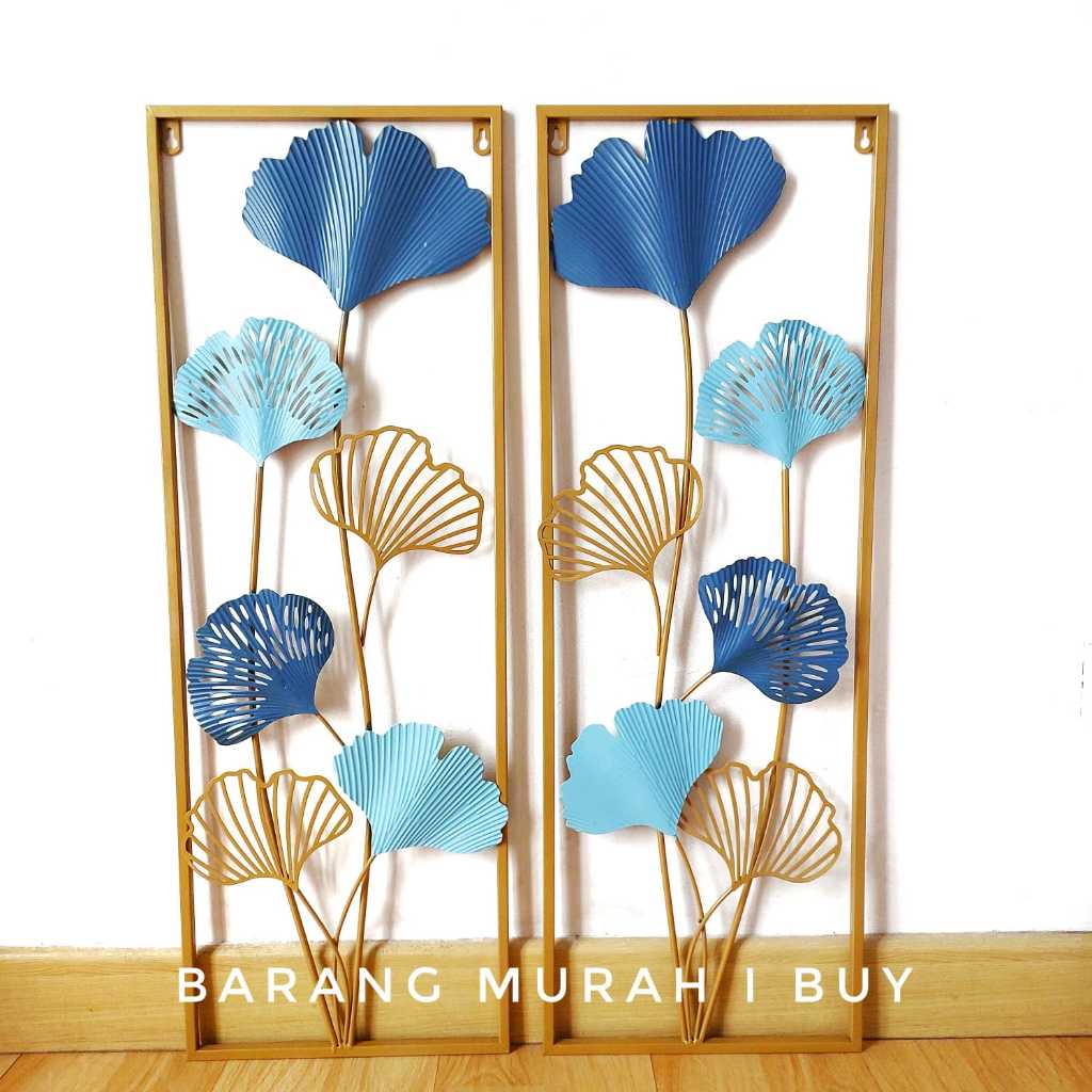 Hiasan Dinding mewah Frame Metal Gold Leaf Ginko ndinavian/ / Ornaments Wall Decor Set
