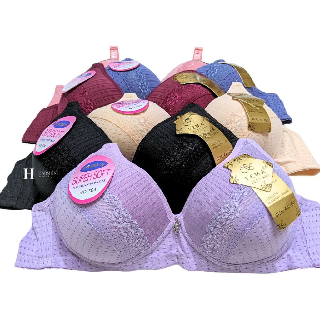 BRA FEMA TANPA KAWAT BUSA TIPIS 304 KAIT 3 SIZE 44