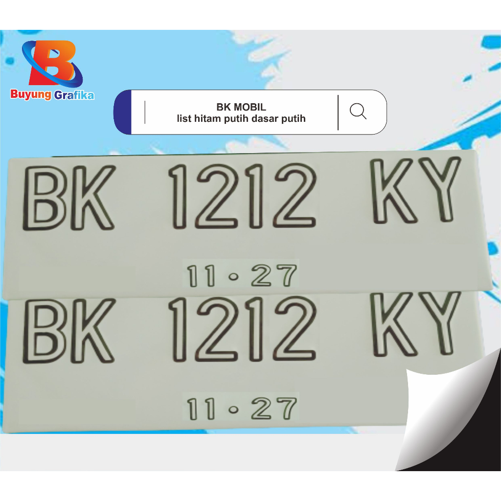 PLAT NOMOR MOBIL FONT PUTIH LIST HITAM STIKER