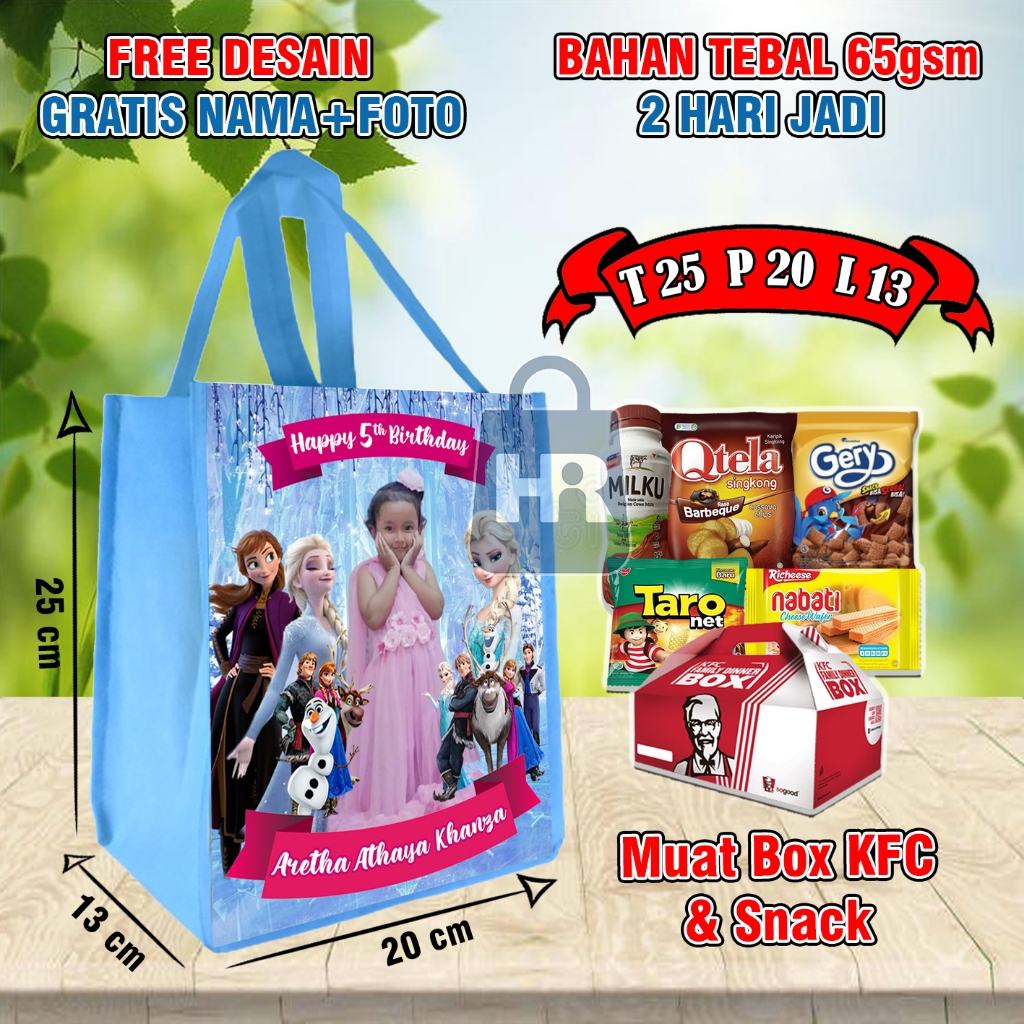 

Tas Ulang Tahun Anak Custom Nama Foto/Tas Ultah Ukuran Kotak KFC Potrait/Goodie Bag Request Desain