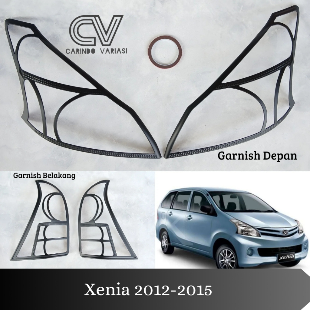 Paket Garnish Lampu Depan Belakang Mobil Xenia 2012-2015 Hitam Doff