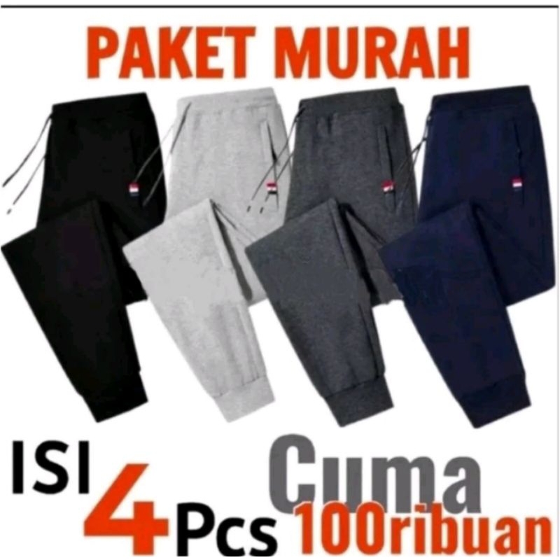 Paket Murah Isi 4 Pcs Celana joger panjang dewasa pria dan wanita celana joger sport bahan halus teb