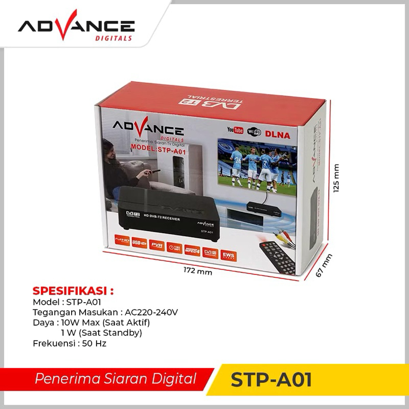 SET TOP BOX ADVANCE DV3 T2 DIGITAL TV SNI SUPPORT YOUTUBE FULL HD