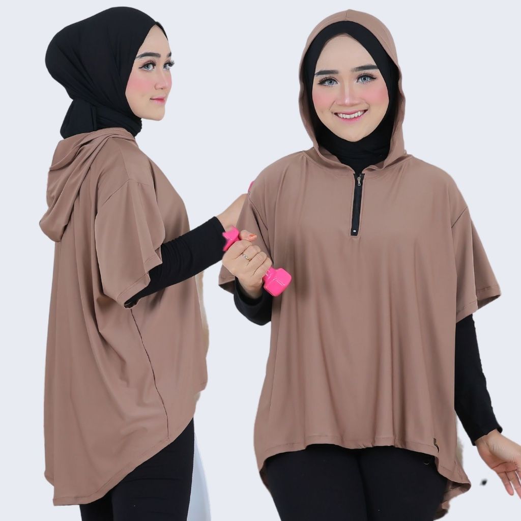 MAWADDAH Hoodie Olahraga Wanita Muslim/Atasan Asymmetric Sporty Super Jumbo (HOODIE)