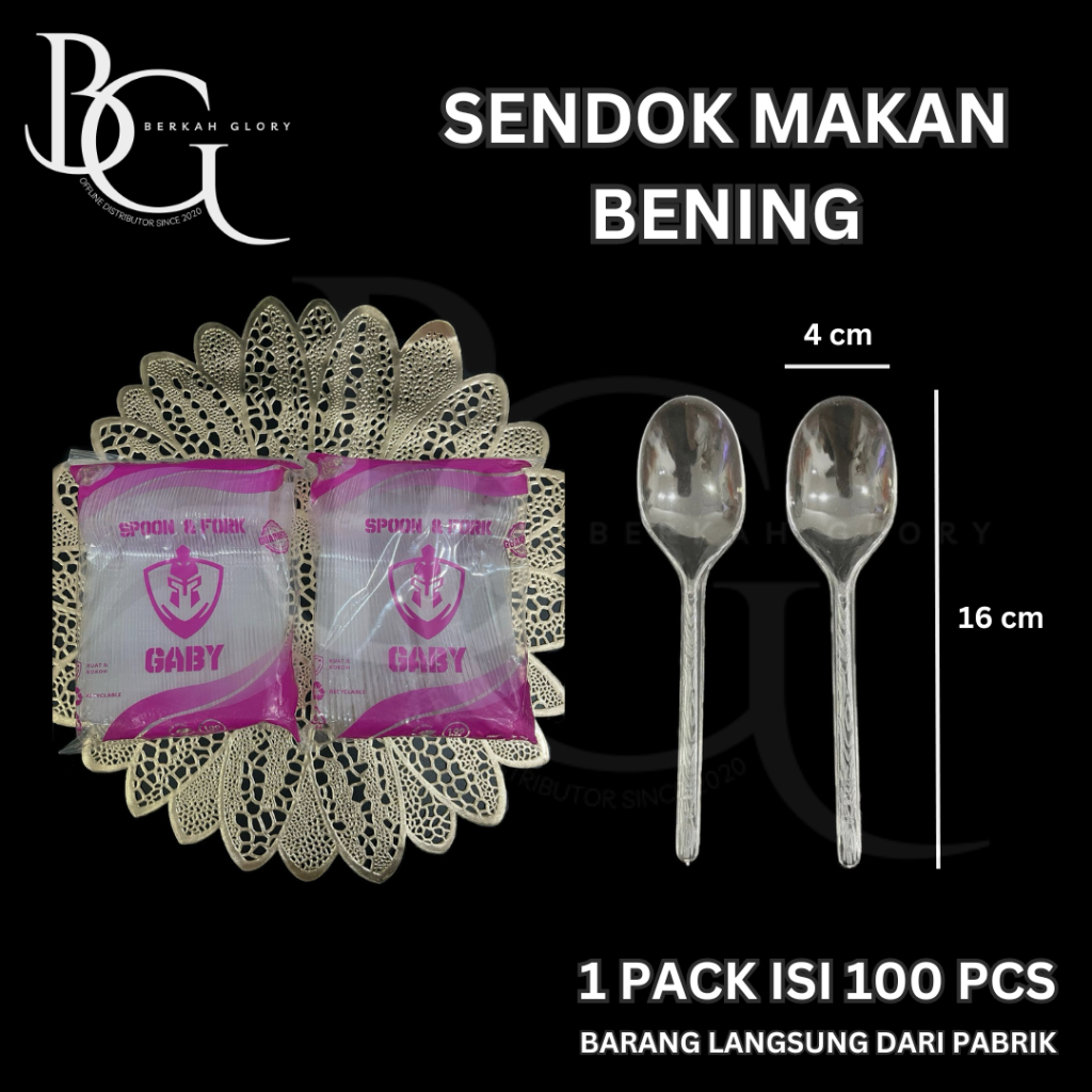 sendok plastik bening / sendok makan bening / sendok plastik isi 100 / sendok makan panjang