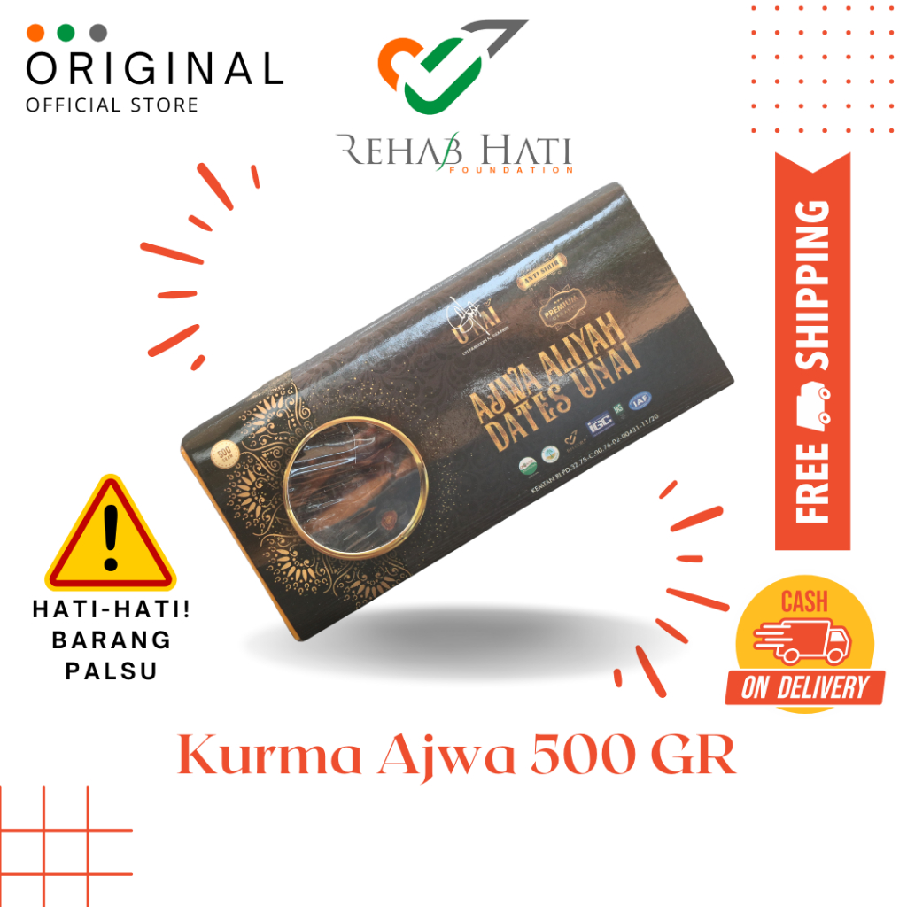 

Original Kurma Ajwa Aliyah Unai Organic Grade Premium 500 Gram