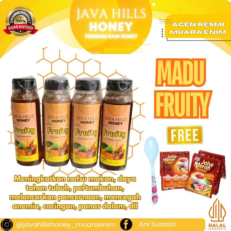 

Madu Fruity Java Hills Honey Herbal Alami 100% Original Pencegah Anemia, Cacingan, Panas Dalam, Meningkatkan Nafsu Makan, Pertumbuhan, dll