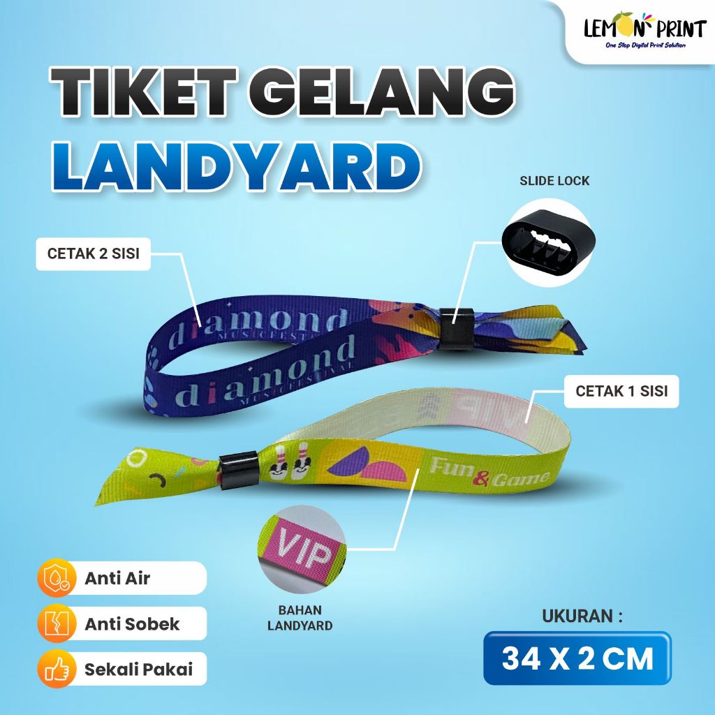 Tiket konser/ Tiket Gelang / Wristband / Gelang Sublim/ Gelang Lanyard Konser 2cm custom
