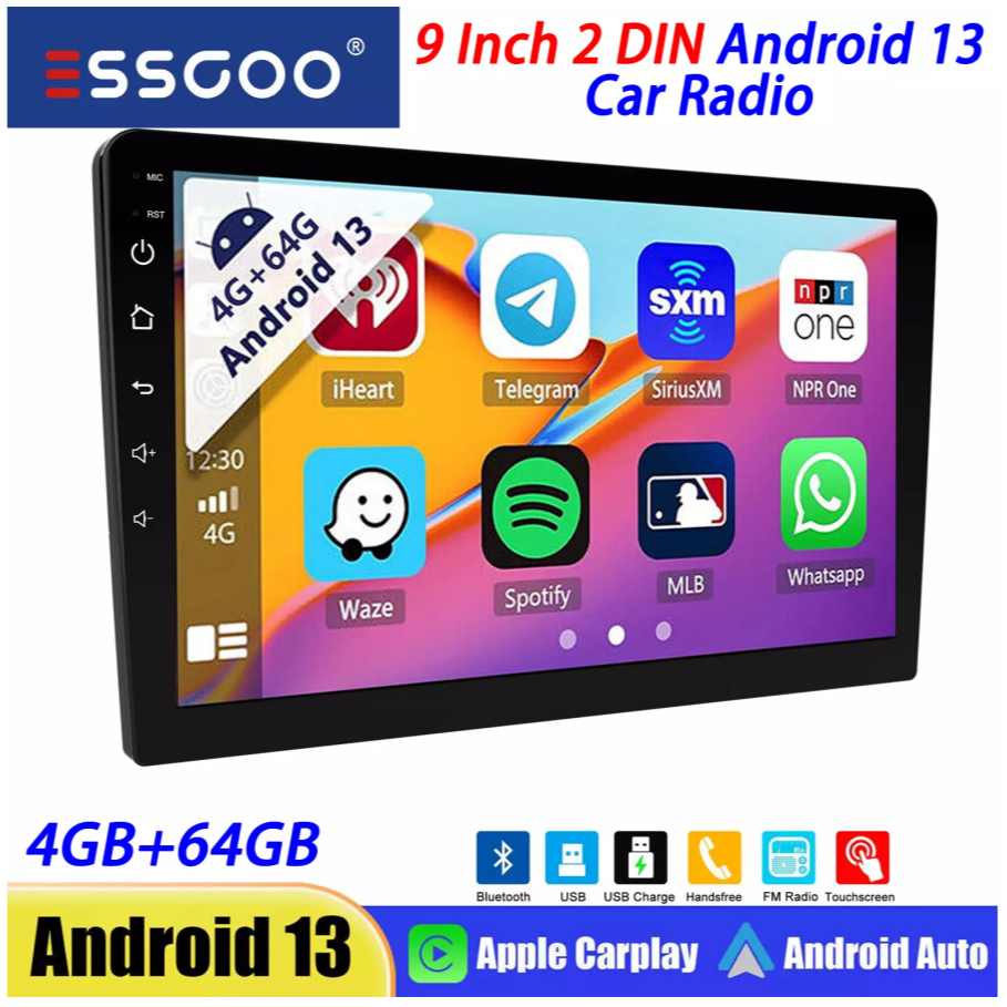 ESSGOO Head Unit Andriod 7 9 10 inci 4GB+32GB  Car Radio Android 13 Mobil  Navigasi