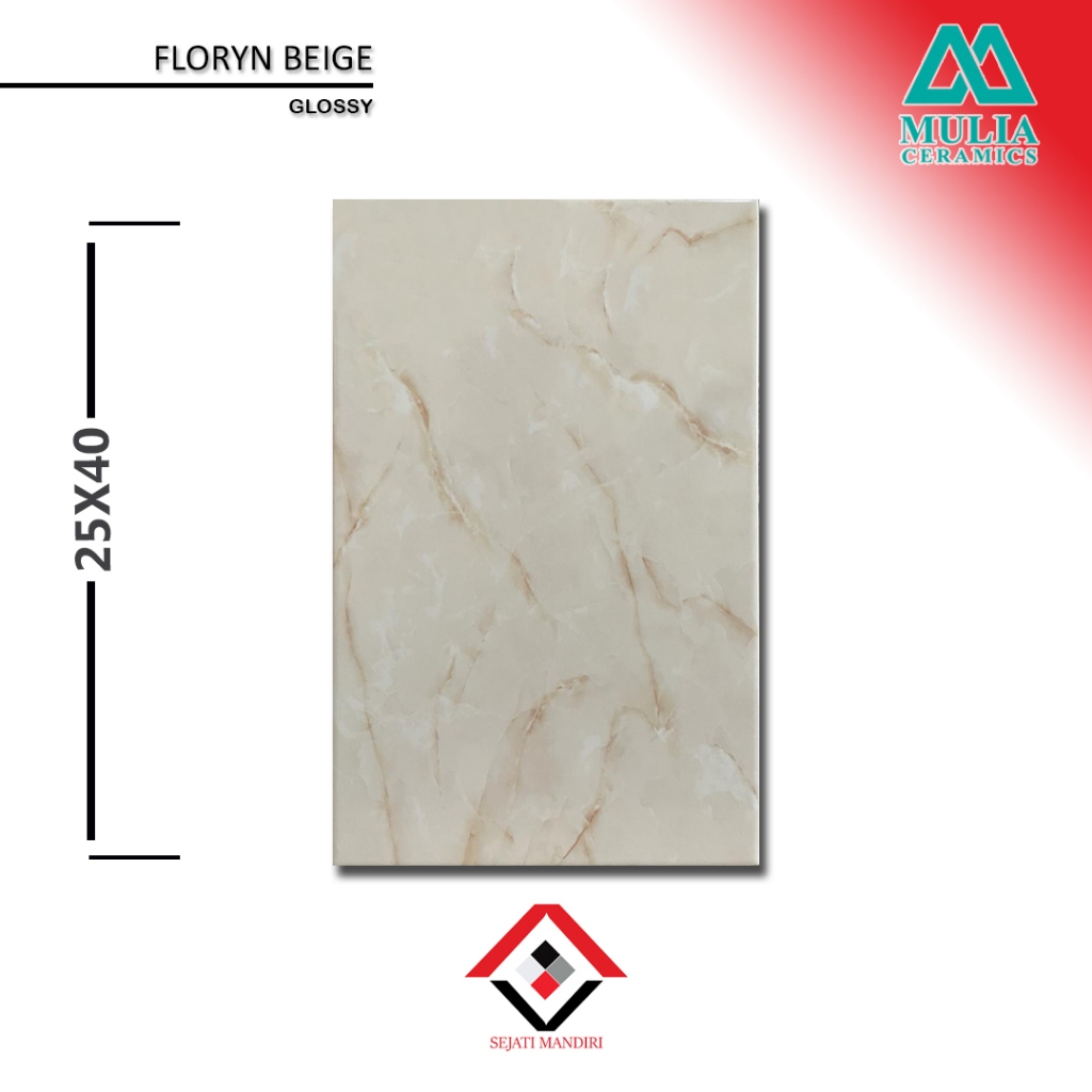 keramik dinding 25x40 - motif marmer - mulia floryn beige