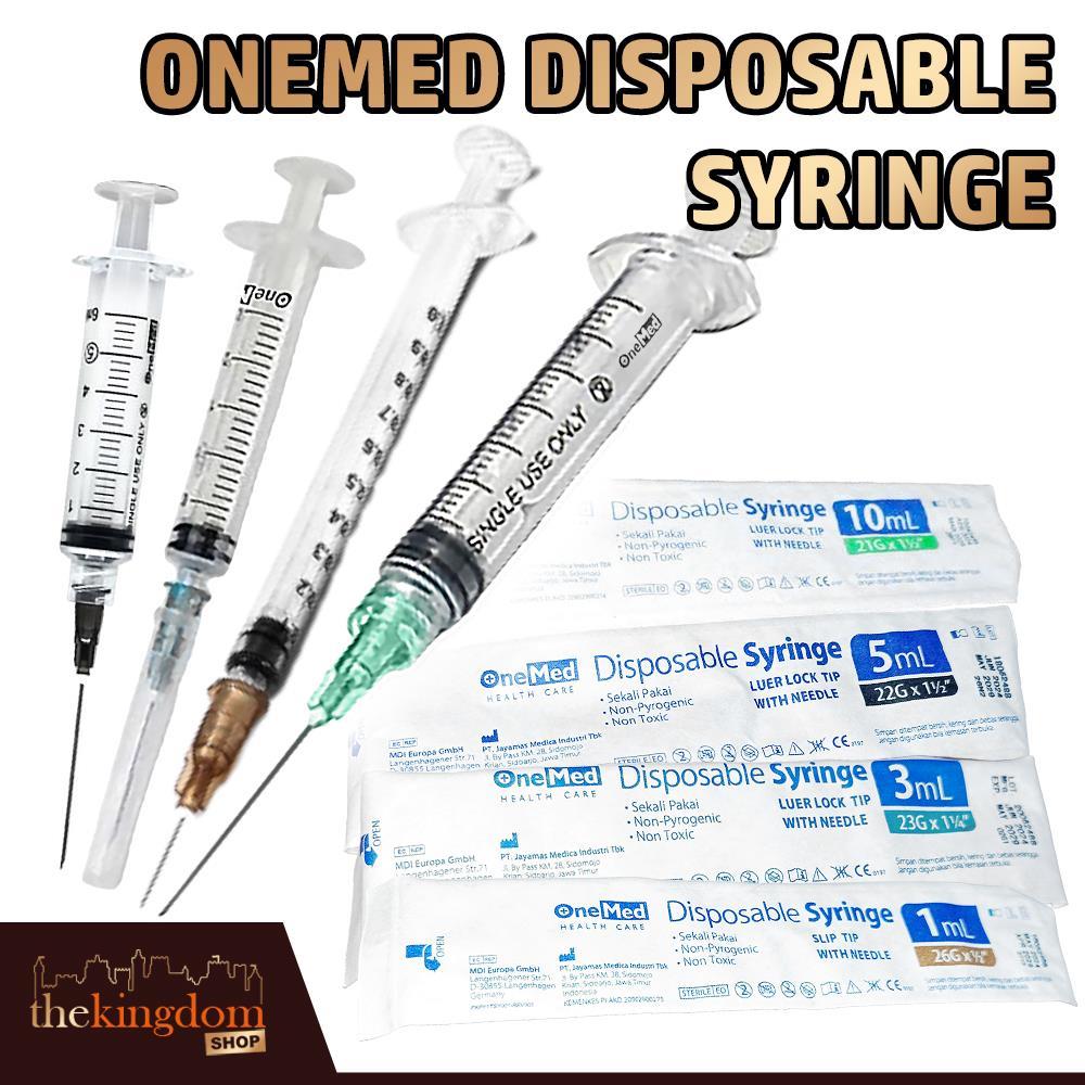 Onemed Disposable Syringe 1ml 3ml 5ml 10ml 1cc 3cc 5cc 10cc 21G 22G 23G 26G 27G Tuberculin Spuit Ste