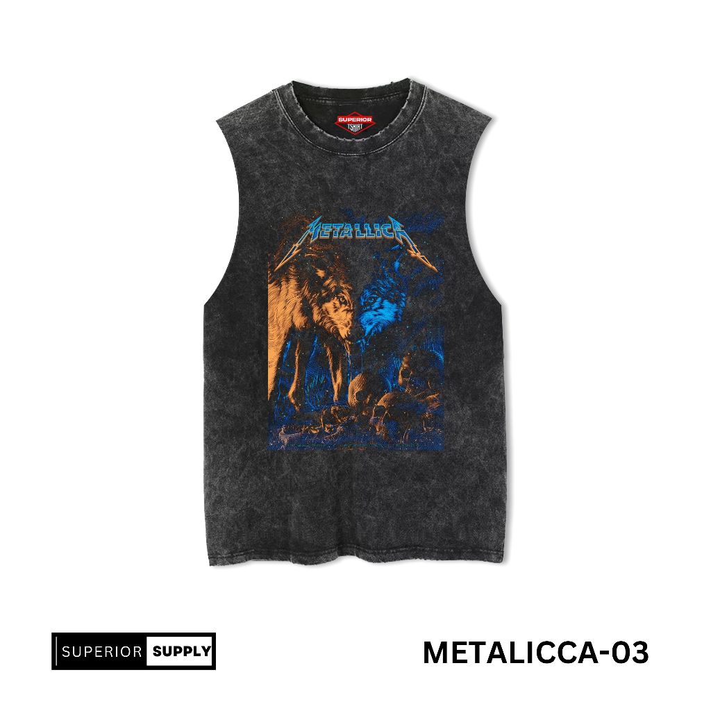 RB Superior Kaos Singlet Metallica Kaos Band Sleeveless Tshirt lekbong Pria muscle tees kaos gym
