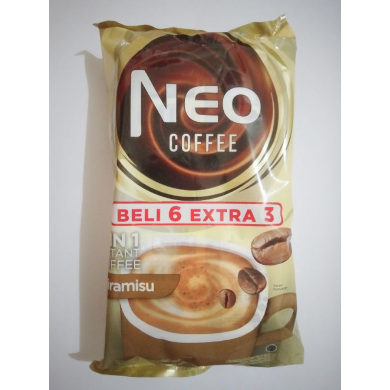 

kopi Neo coffee rasa tiramisu per renceng isi 9 sachet