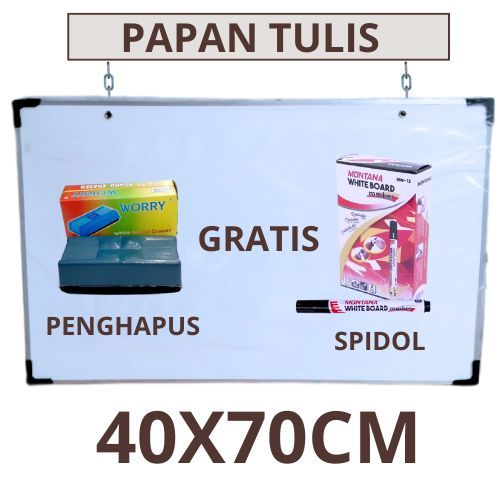 

Papan tulis whiteboard 2 sisi (hitam & putih) 40cm x 70cm gratis spidol dan penghapus