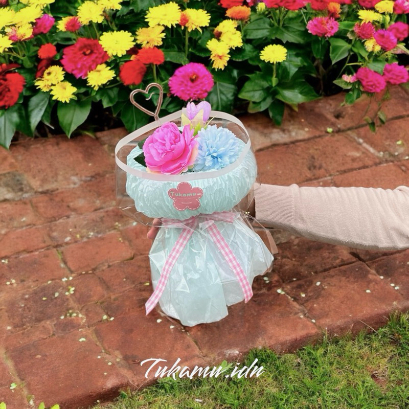 bibble Artificial round Boquet || Gift/ Kado/ Hadiah/ Gift Box/ Gift Snack/ Bouquet Bunga/ Bouquet W