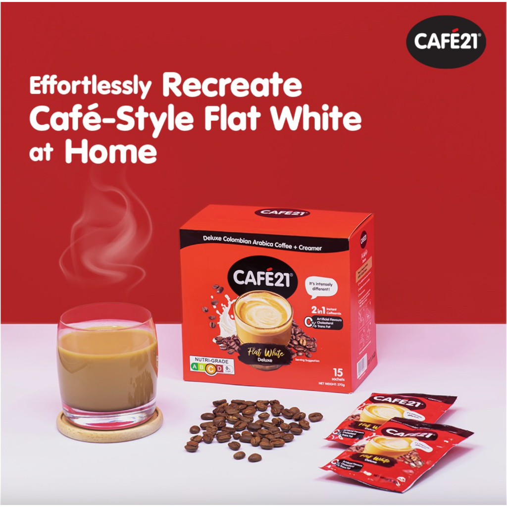 

RB CAFE 21 Flat White Deluxe 2in1 Instant Coffee Mix Kopi CAFE21