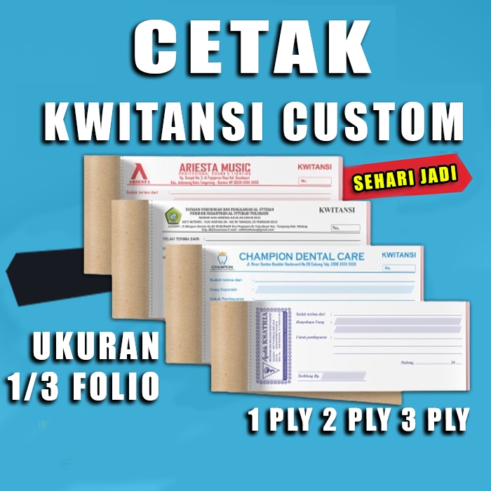 

Cetak Kwitansi Costum Cetak Nota Costum 1 2 3 Ply Sehari Jadi - Ukuran 1/3 Folio