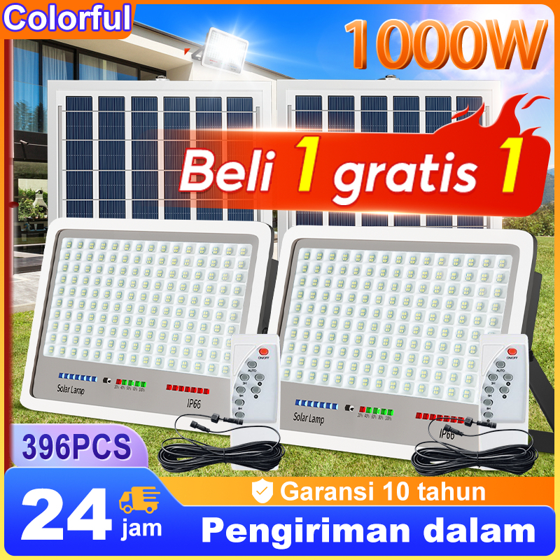 Garansi 10 tahun lampu tenaga surya matahari 1000W panel surya Otomatis Led cahaya control panel
