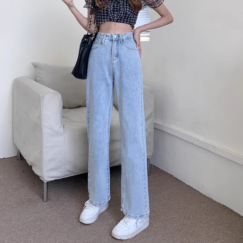 Highwaist Kulot Jeans Wanita Loose / Biru Celana Panjang Jeans Wanita
