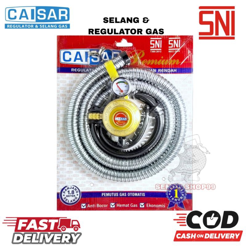 Selang Gas + Regulator Caisar Premium / Cisal Gas Regulator Gas Paket Selang / Caisar Set Selang + R