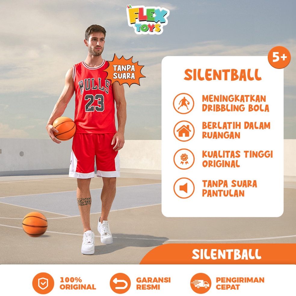KODE O65R Mainan Bola Basket Anak Size 5  Sillent Ball Bola Basket Kedap Suara  Bola Basket Outdoor 