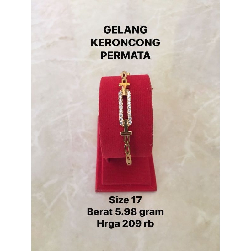 Gelang keroncong permata perak size 17