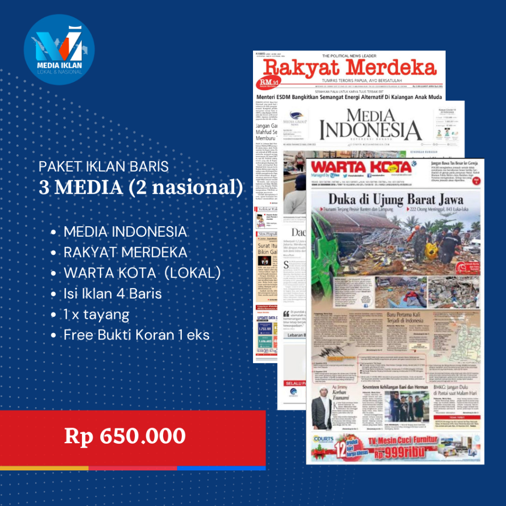 IKLAN KORAN KEHILANGAN BPKB STNK AJB SHM PAKET 3 MEDIA - 1 LOKAL, 2 NASIONAL