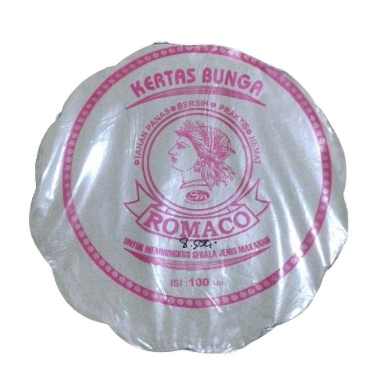 Kertas Nasi Bulat Bunga isi 100 lmbr