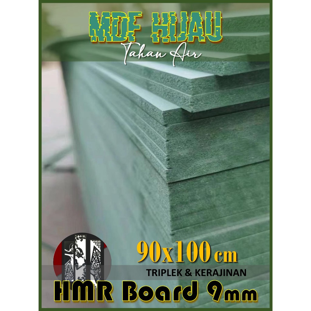 HMR Board 9mm 90x100 cm (9 mm 90 x 100 | 100x90 | 100 x 90 cm) MDF HIJAU 9mm 90x100 cm Tahan Air