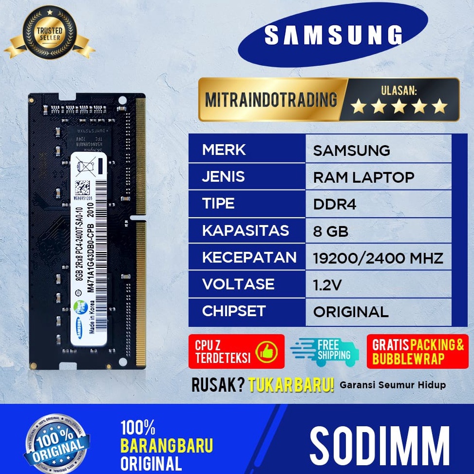 RAM SAMSUNG SODIMM DDR4 8GB PC192  24 BERGARANSI v O5Z8