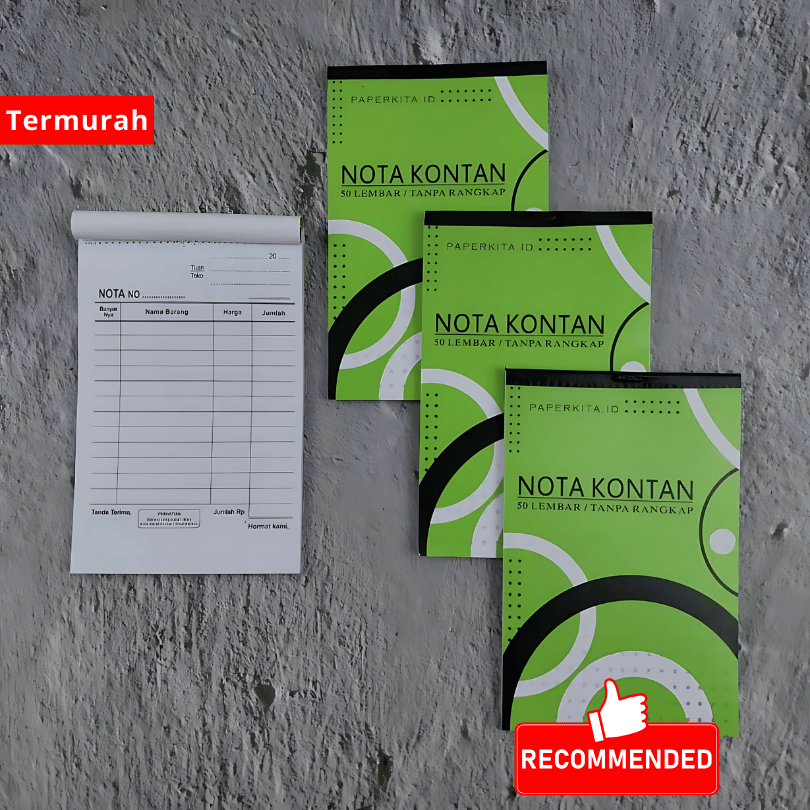 

Nota Kontan Kecil Rangkap 1 ply Hvs a6 50 Lembar Paperkita (NK K1) Promo Murah Mini
