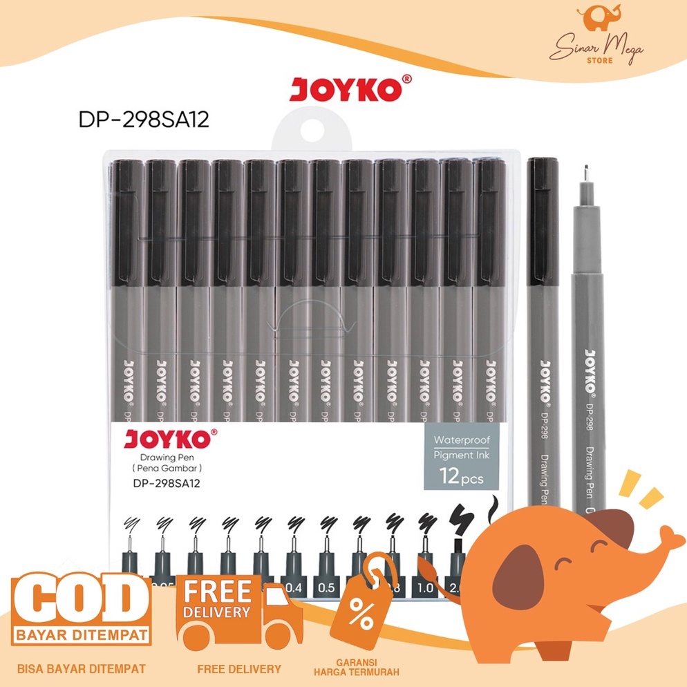 

KODE F7U5 Joyko Drawing Pen DP298SA12 Drawing Pen Pena Gambar Murah Berkualitas