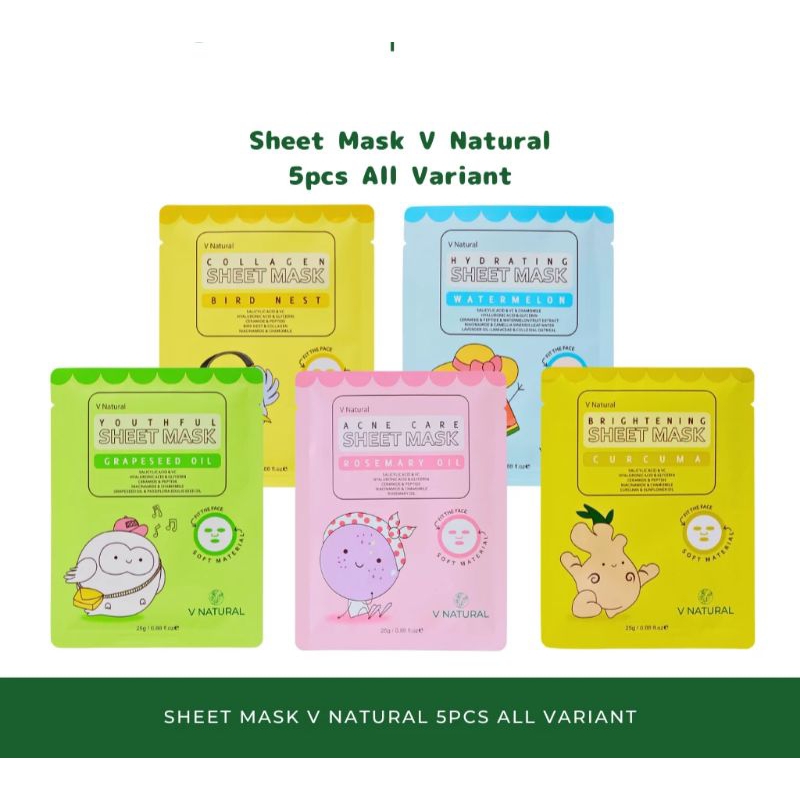 V Natural Sheet Mask Masker Wajah