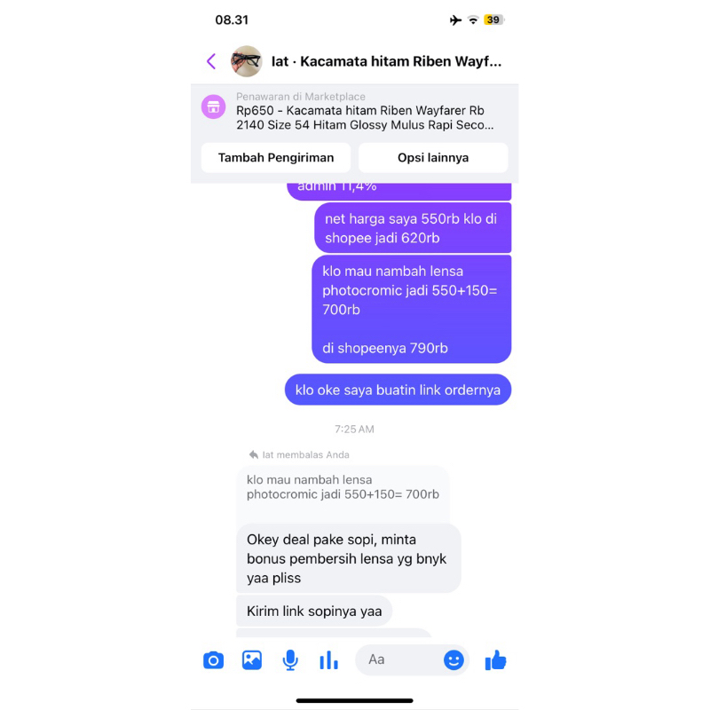 Custom Order Bro Lat Ngincuk Kacamata Hitam RB2140 Wayfarer size 54