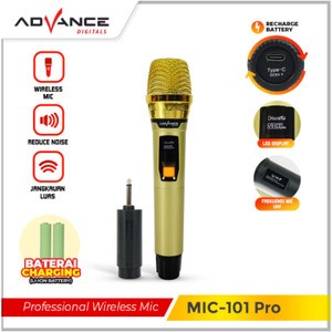 Mic Wireless/Microphone Wireless Advance 101 Pro Gold/Mic Tanpa Kabel Free Baterai dan Cover