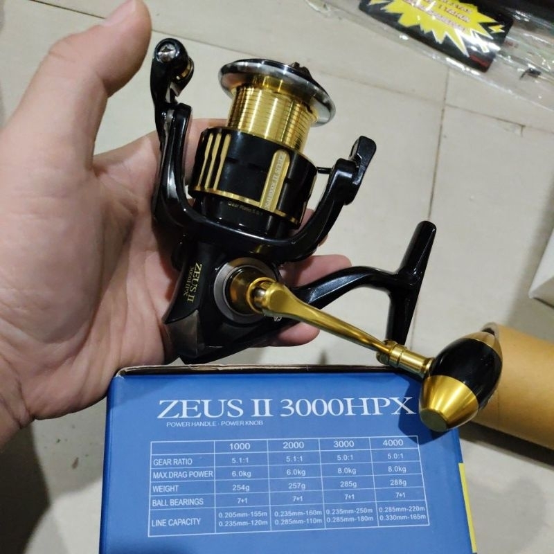 reel ryobi zeus II hpx atau virtus II hp ukuran 1000 2000 3000 4000  power handel
